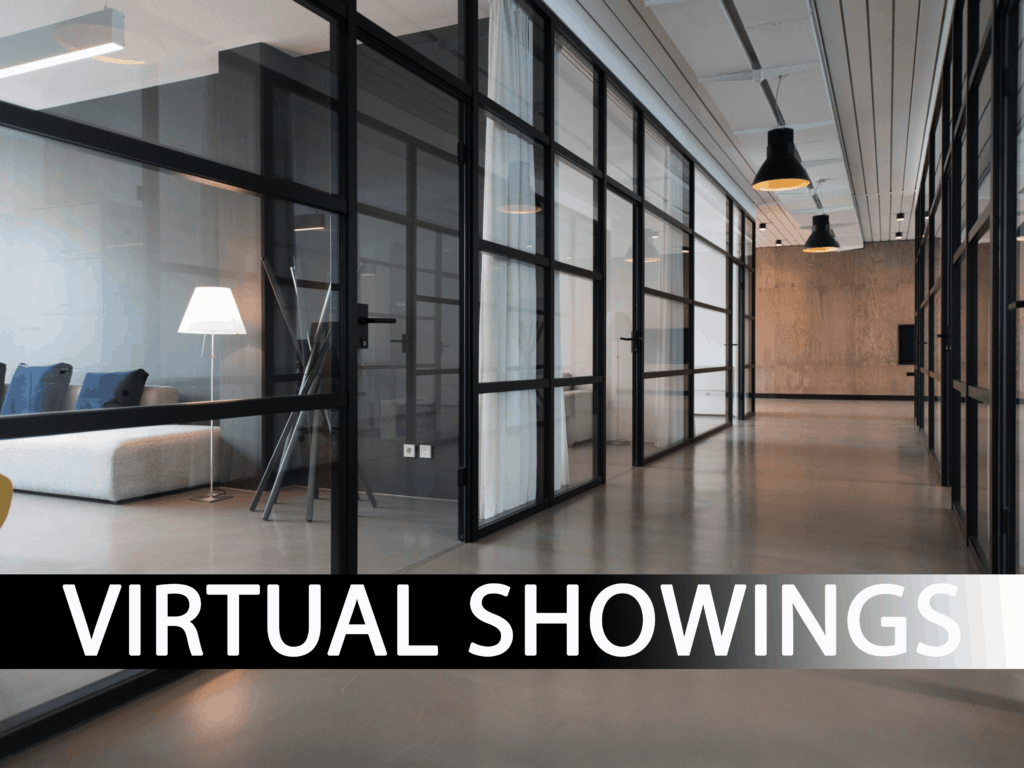 Inside view of modern office building, virtual showings