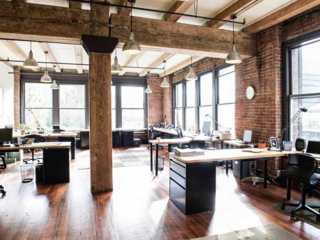 A modern brick office that is shown for Virtual Leasing